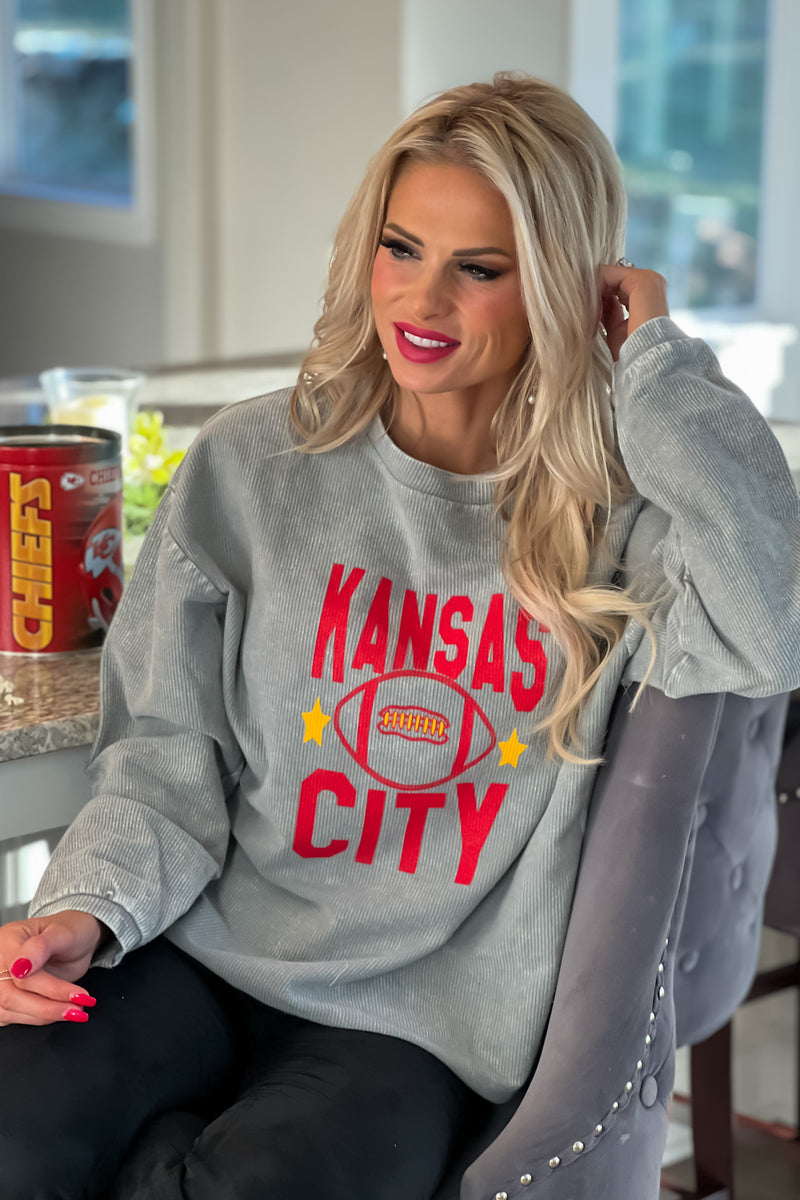 Kansas City Football 15 Corded Pullover : Grey