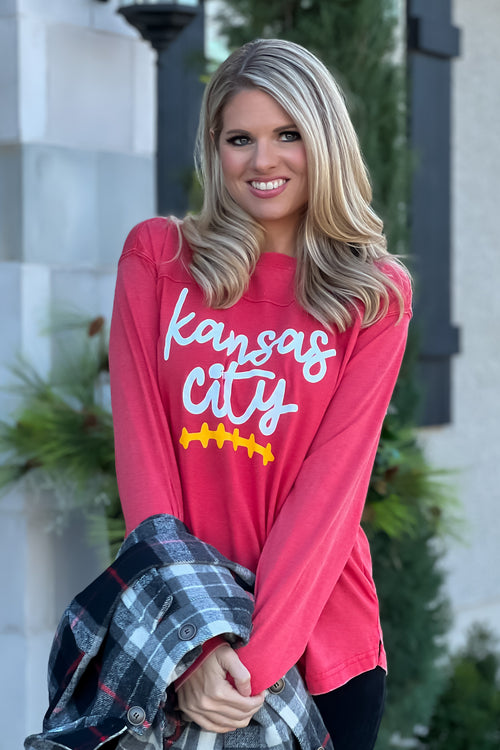 KC Football Helmet Double Edge Sweatshirt : Grey – TeaElla