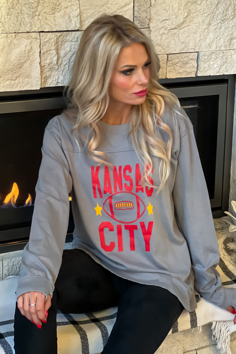Kansas City Football 87 Long Sleeve Tee : Grey