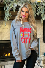 Kansas City Football 87 Long Sleeve Tee : Grey