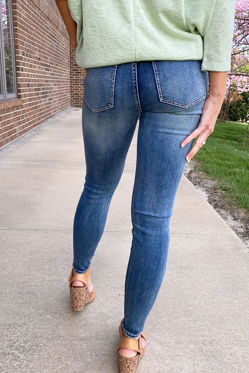 Liverpool Ellsworth Distressed Ankle Skinny Jean : Medium Wash