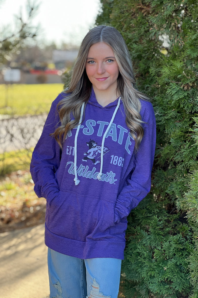 Blue 84 K-State Wildcats Drawstring Hoodie Pullover : Purple