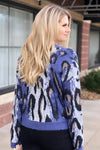 Endless Love Leopard Cardigan Sweater : Blue/Black/Camel