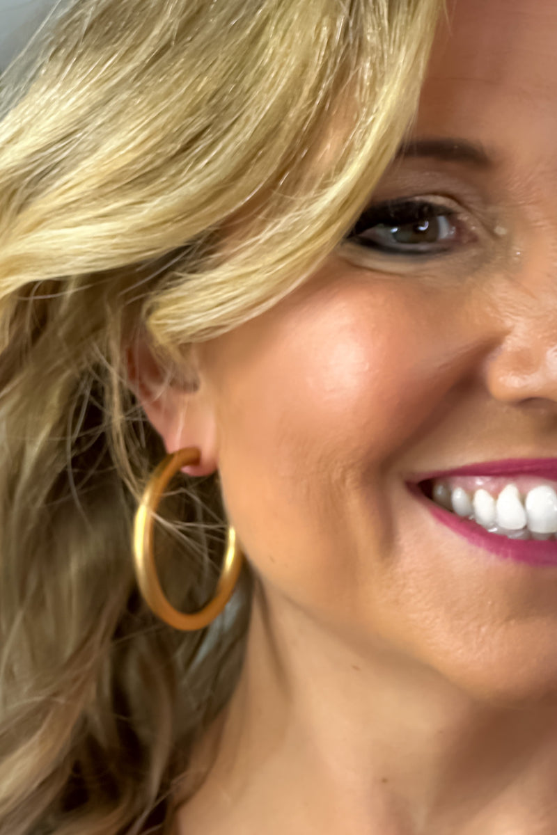 Ariana Metallic Coated 2" Hoop Earring : Gold