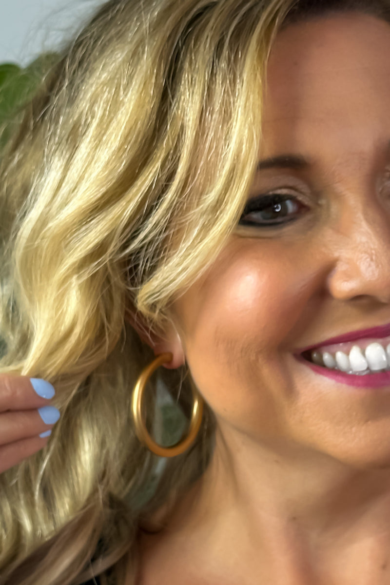 Ariana Metallic Coated 2" Hoop Earring : Gold