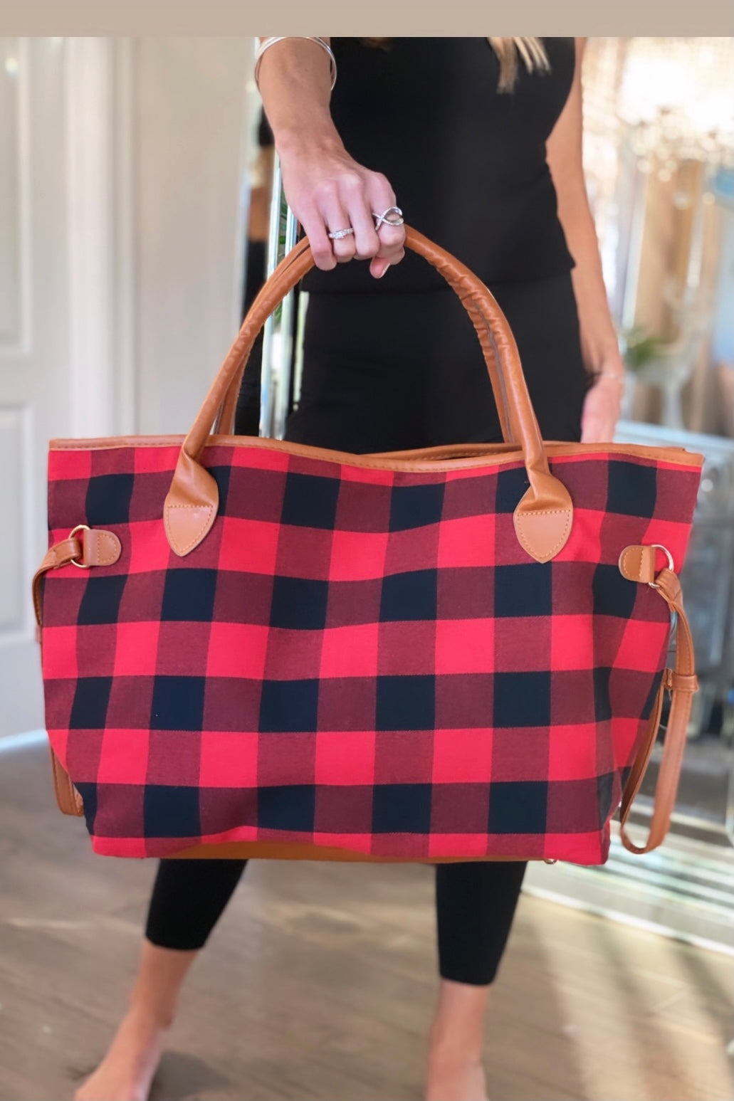 Buffalo plaid weekender bag Outlet