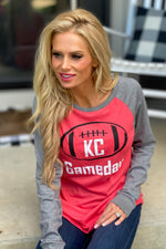 Exclusive KC Gameday Raglan Tee : Red/Grey