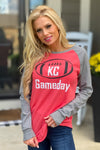 Exclusive KC Gameday Raglan Tee : Red/Grey