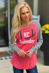 Exclusive KC Gameday Raglan Tee : Red/Grey