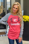 Exclusive KC Gameday Raglan Tee : Red/Grey