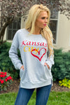 Exclusive Kansas City Heart Pocket Crew Neck : Grey
