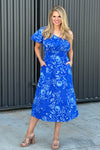 Bridgette One Shoulder Midi Dress : Blue