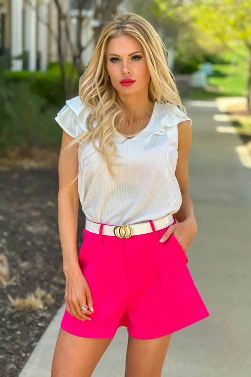 Anywhere With You Trouser Shorts : Fuchsia