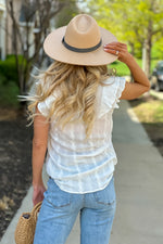 Feeling Refreshed Patterned Eyelet Flutter Top : Ivory