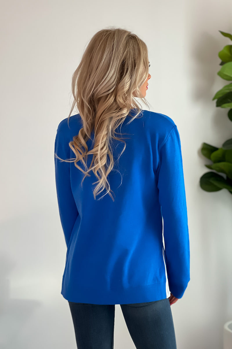 Jayhawk Vibes Side Slit Tunic Sweatshirt : Royal/Red