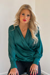 Dancing In The Moonlight Satin Blouse : Green