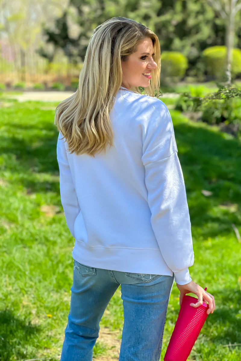 BEACH Fleece Crewneck Sweatshirt : White/Multi