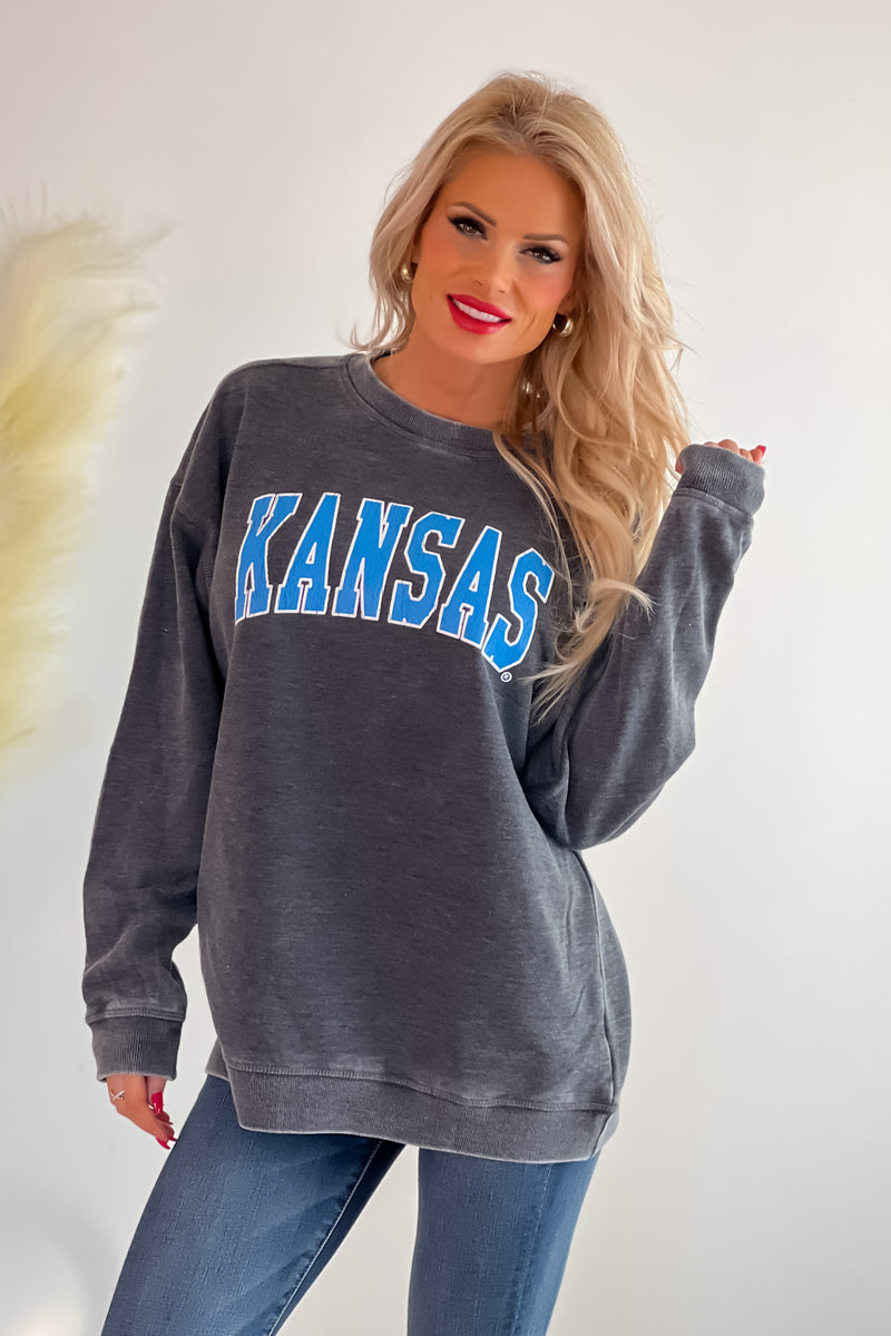 Kansas University Crewneck Sweatshirt : Charcoal/Blue