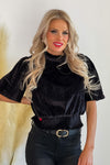 Do You Believe In Miracles Velour Blouse - Black