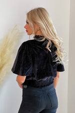 Do You Believe In Miracles Velour Blouse - Black