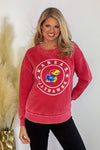 Kansas Jayhawks Crest Double Edge Sweatshirt : Heathered Red