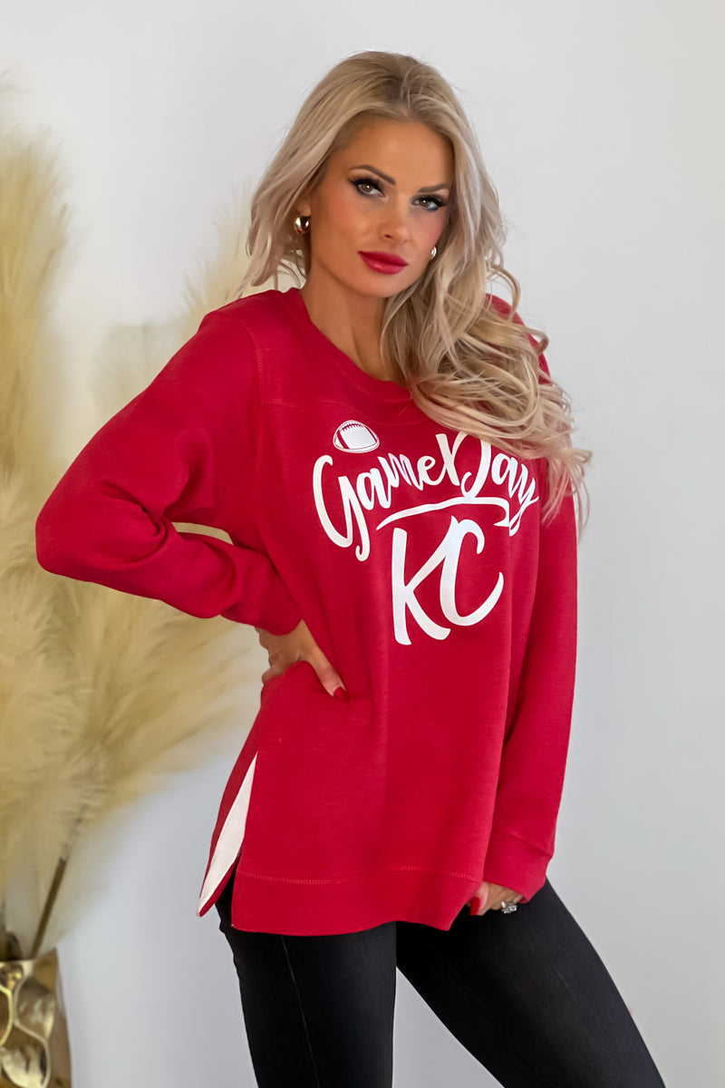 Game Day KC Side Slit Tunic : Red/White