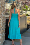 Beach Day Love Strapless Tiered Dress : Aqua