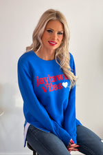 Jayhawk Vibes Side Slit Tunic Sweatshirt : Royal/Red
