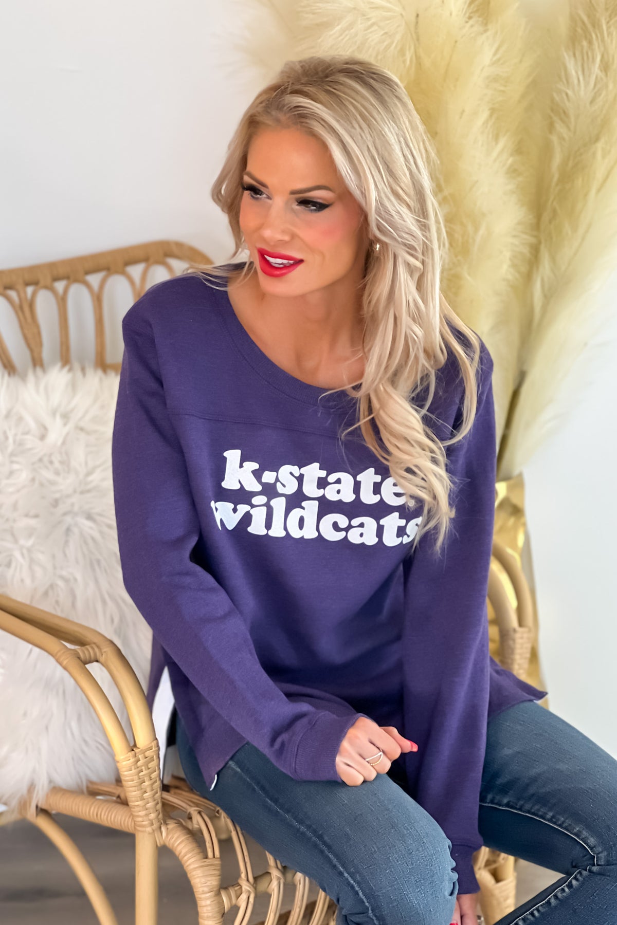 K-State Wildcats Side Slit Tunic Sweatshirt : Purple