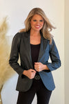 On the Go Faux Leather Blazer : Black