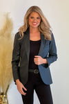 On the Go Faux Leather Blazer : Black
