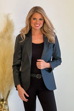 On the Go Faux Leather Blazer : Black
