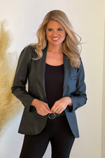 On the Go Faux Leather Blazer : Black