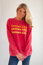 Triple KC Crewneck Sweatshirt : Heathered Red/Yellow