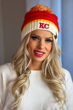 KC CC Pom Beanie : Red/Yellow