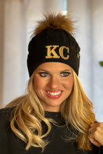 KC C.C Black Label Pom Beanie : Black & Gold