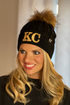 KC C.C Black Label Pom Beanie : Black & Gold