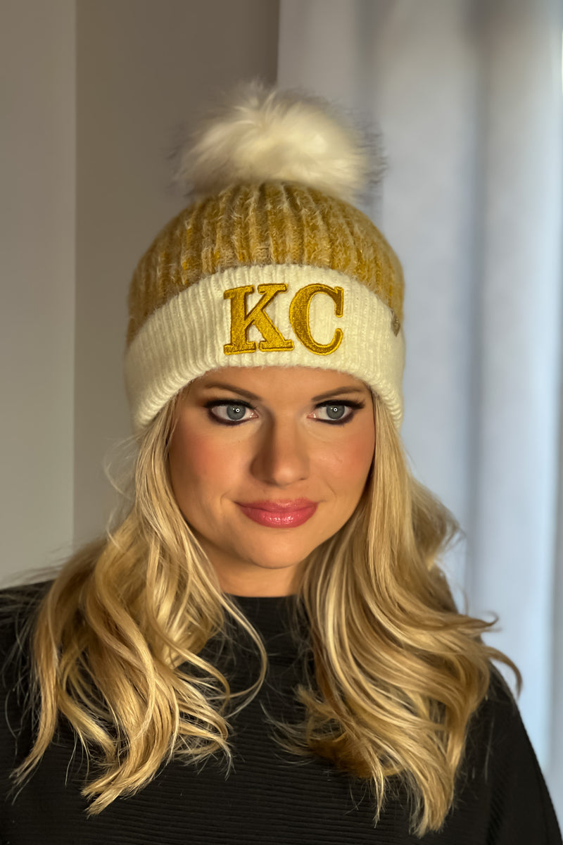 KC Pom Beanie : Mustard & Gold