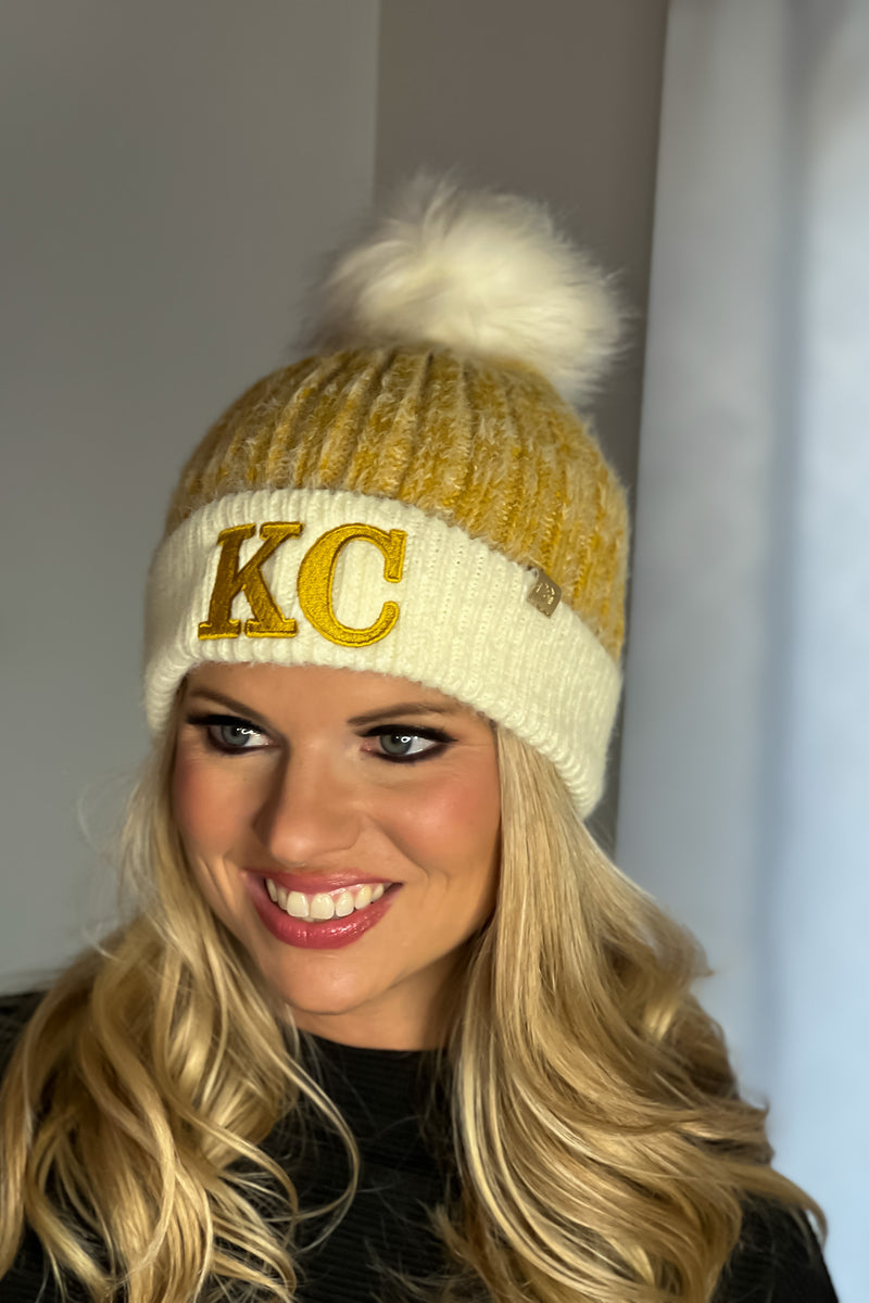 KC Pom Beanie : Mustard & Gold