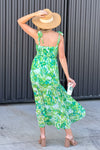 Tropical Breeze Smocked Tiered Sundress : Green/Multi