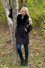 Mystical Moments Faux Fur Trimmed Pea Coat : Black