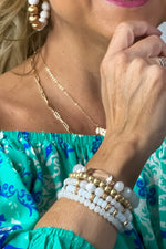 Sheena Crystal & Gold Set Of 5 Bracelets : White/Gold