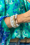 Sheena Crystal & Gold Set Of 5 Bracelets : White/Gold