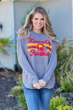 KC Football Helmet Double Edge Sweatshirt : Grey