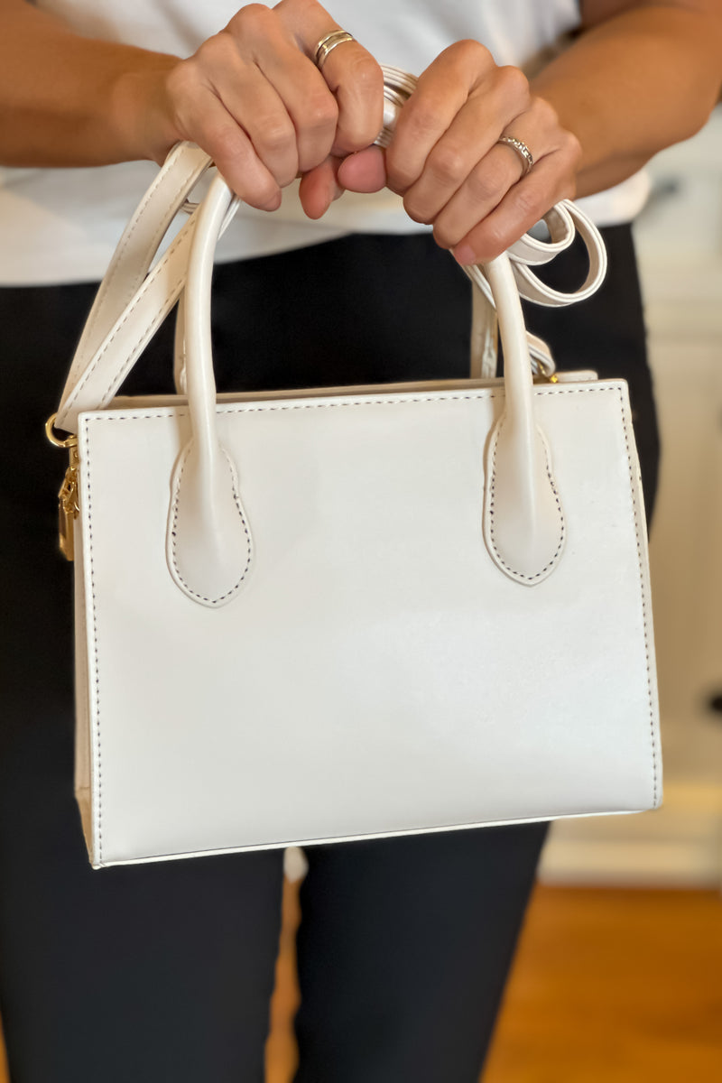 Day Date Square Braid Box Handbag : Ivory