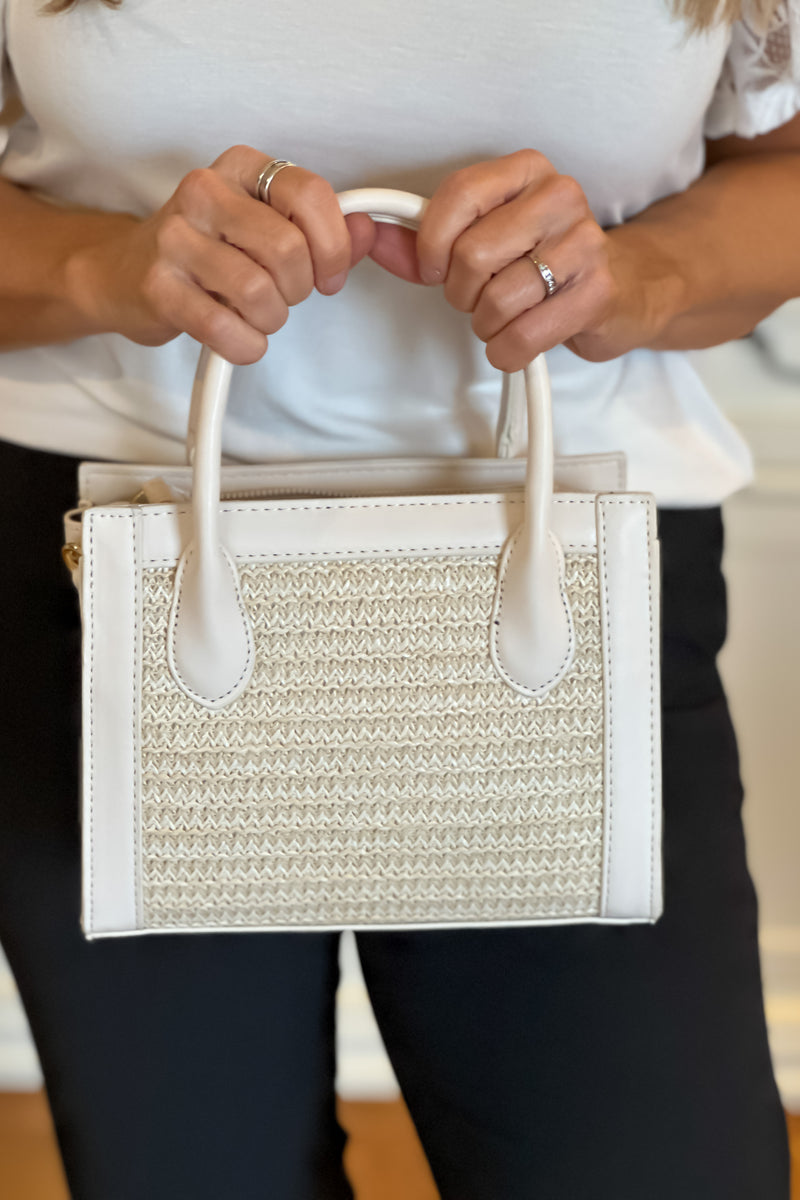 Day Date Square Braid Box Handbag : Ivory