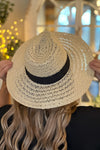 Cancun Dreams Loosely Woven Sun Hat : Natural/Black