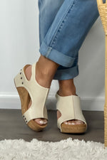 Corkys Carley Wedge Sandal : Cream