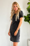 Get Going Ribbed Knit T-Shirt Dress : Black Stone Wash