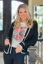 Turn It Up Button Down Cardigan : Black/Ivory